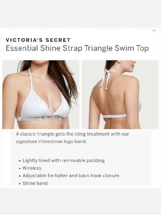 Victoria's Secret Other - Victoria's secret very sexy shine strap triangle swim bikini top XLARGE WHITE
